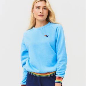 Aviator Nation Rainbow Rib Crew Sweatshirt Size S